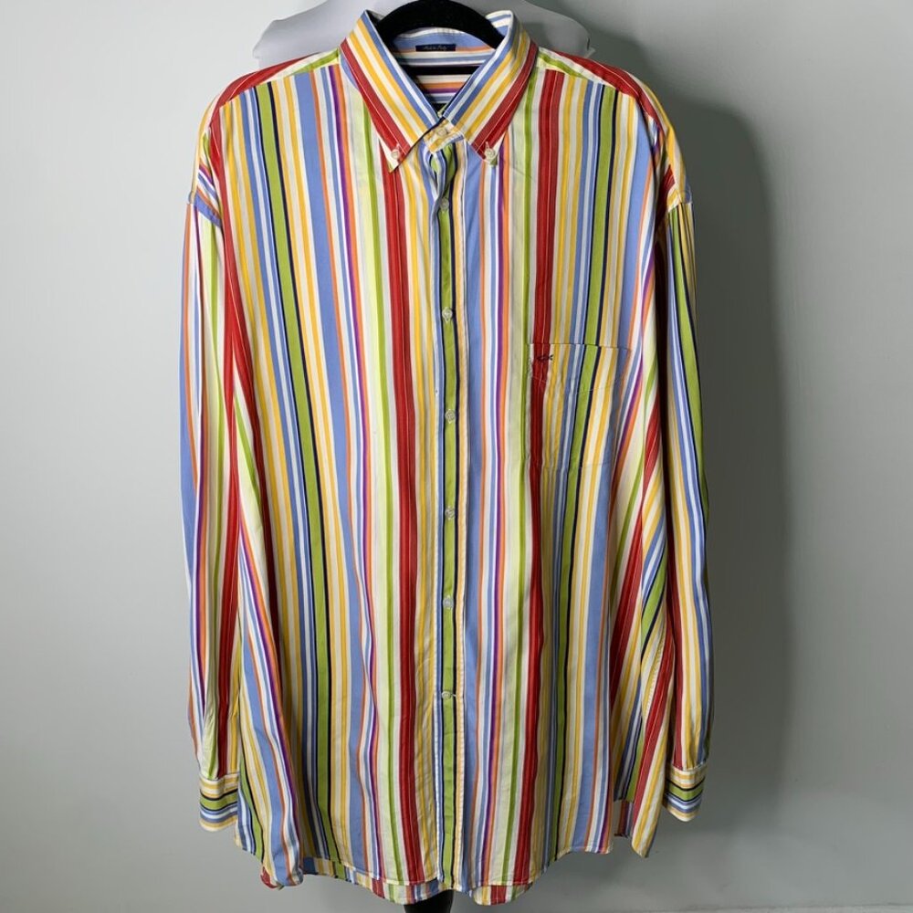 Paul & Shark Men’s Multicolor Striped Long Sleeve Button Down Shirt Size 2XLT